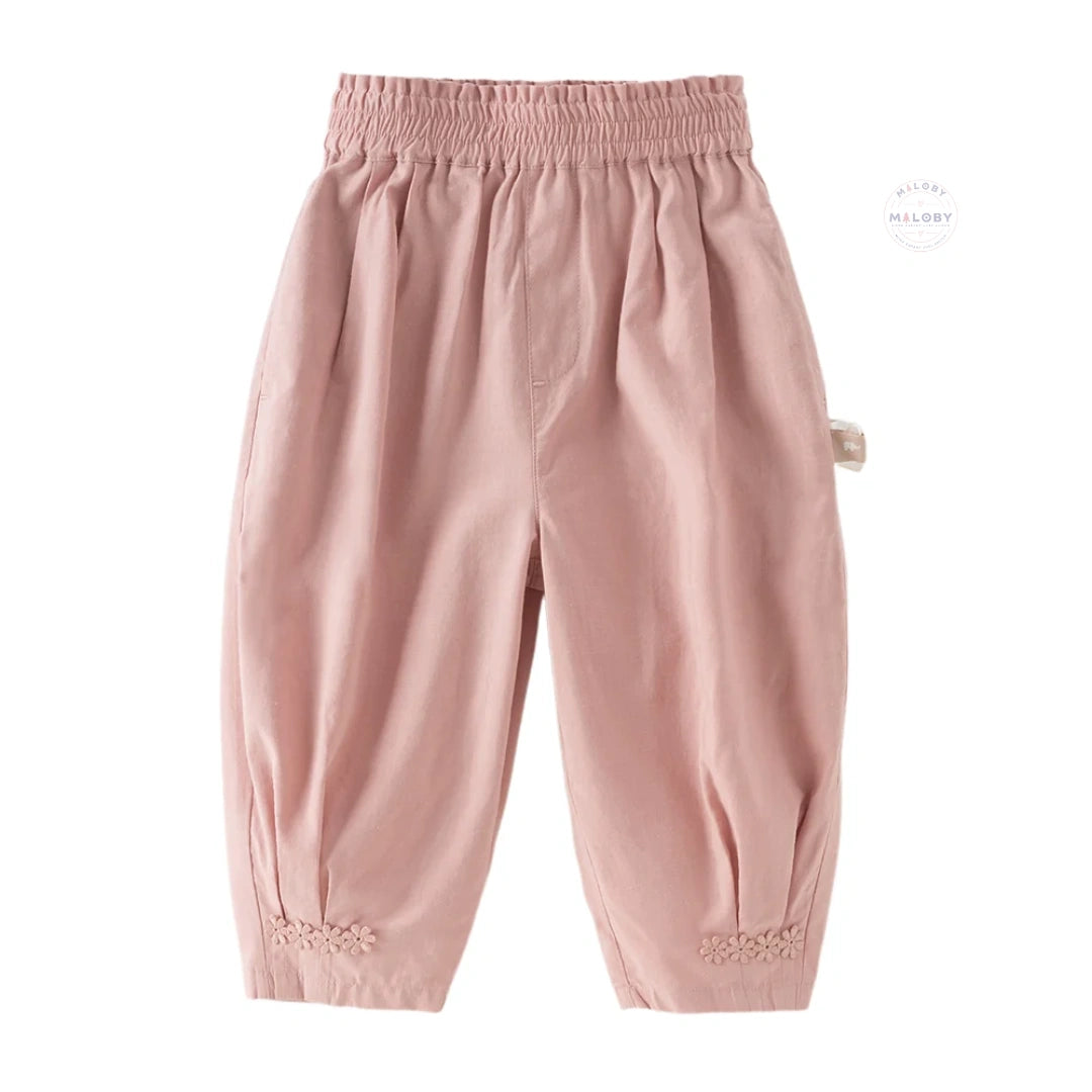 Pantalon carotte décontracté enfant fille rose, vêtement enfant maroc - MALOBY
