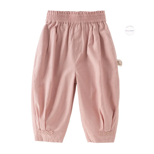 Pantalon carotte décontracté enfant fille rose, vêtement enfant maroc - MALOBY