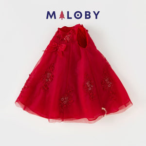 Robe cérémonie perlée- Rouge -robes et ensembles pour filles, bébés et garcons - MALOBY