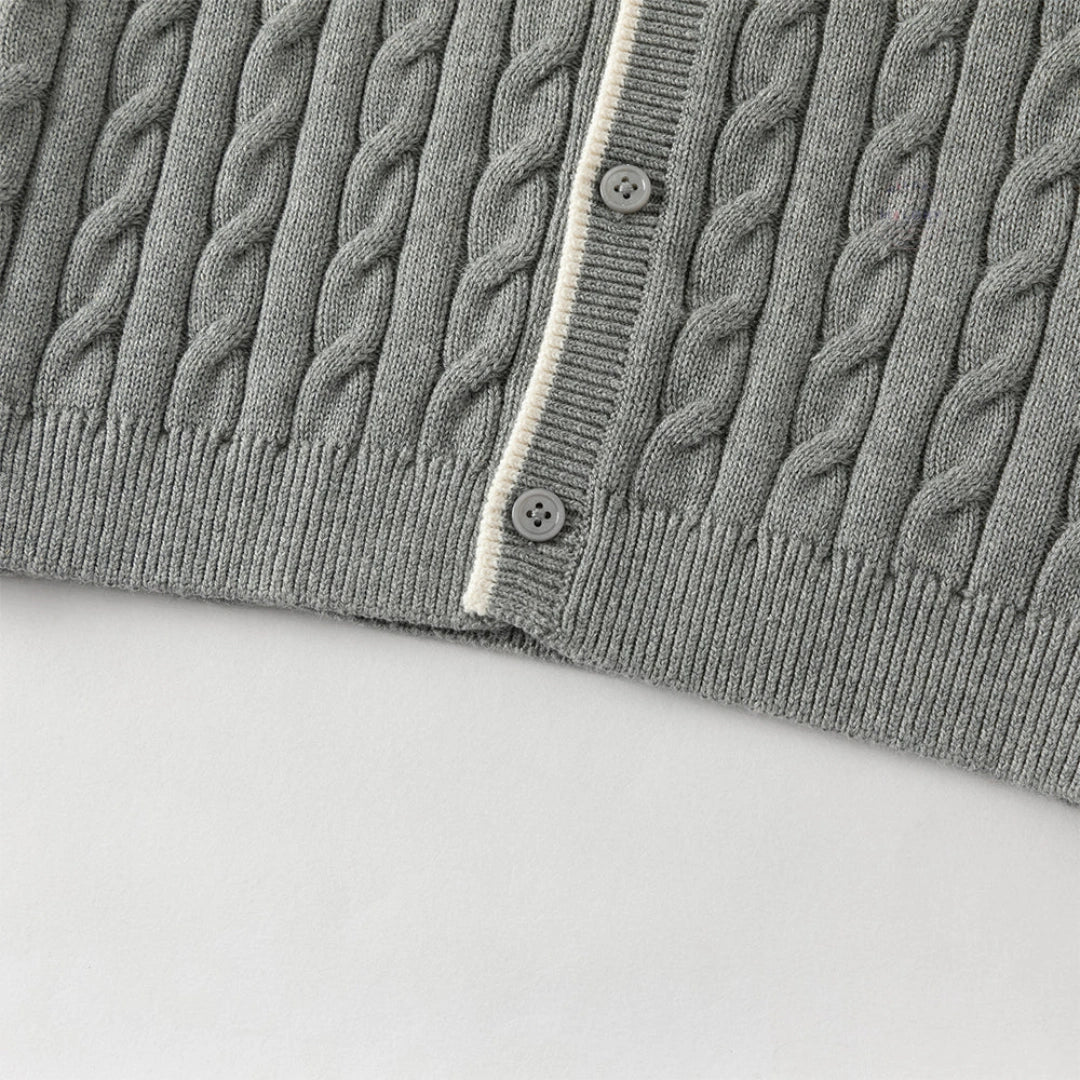 Cardigan torsadé antistatique premium gris pour garçon, vêtement enfant maroc - MALOBY