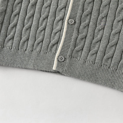 Cardigan torsadé antistatique premium gris pour garçon, vêtement enfant maroc - MALOBY