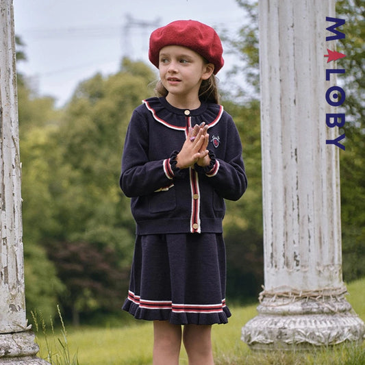 Ensemble jupe + Cardigan enfant fille- marine