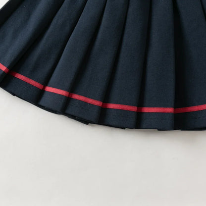 Ensemble Style Marin – Veste Zippée et Jupe Plissée enfant fille -Marine