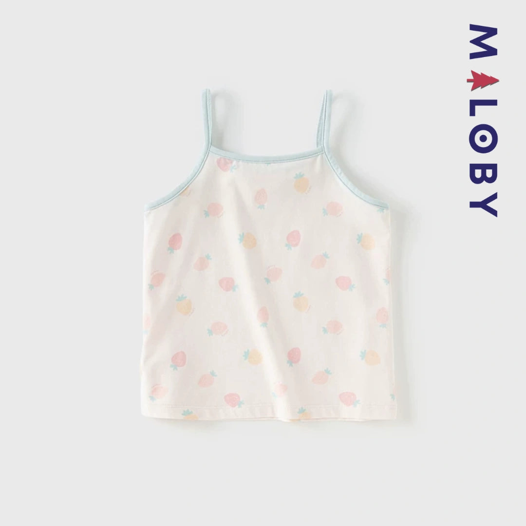 Débardeurs doux d'été enfant fille -Orange/Bleu ciel