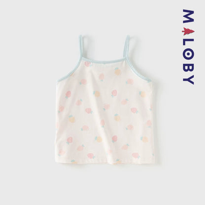 Débardeurs doux d'été enfant fille -Orange/Bleu ciel