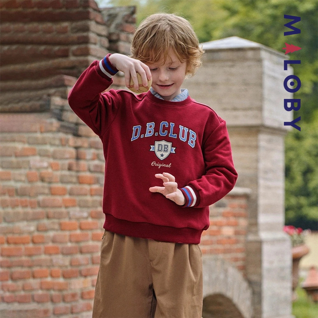 sweat col rond motif placé enfant garçon -Rouge -robes et ensembles pour filles, bébés et garcons - MALOBY