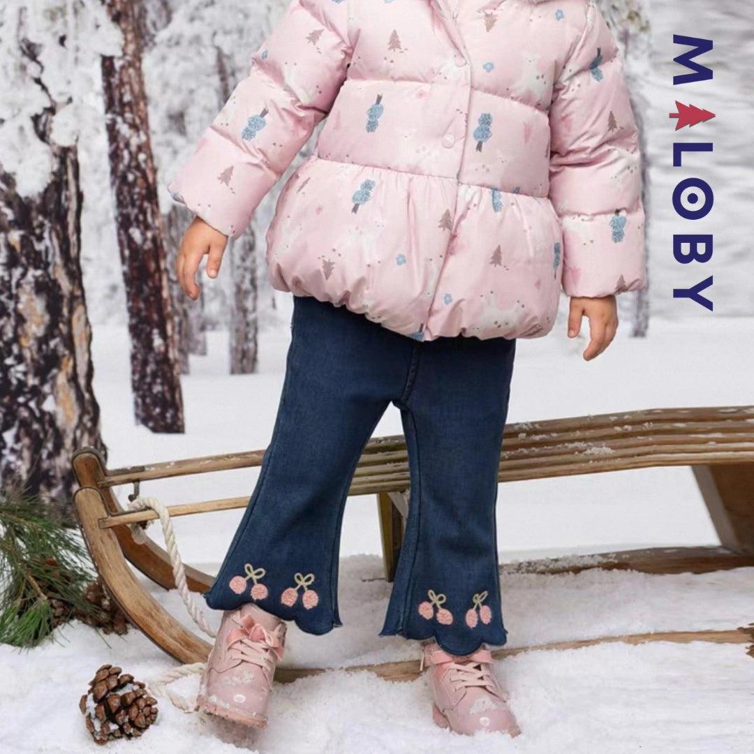Pantalon évasé brodée enfant fille- bleu -robes et ensembles pour filles, bébés et garcons - MALOBY