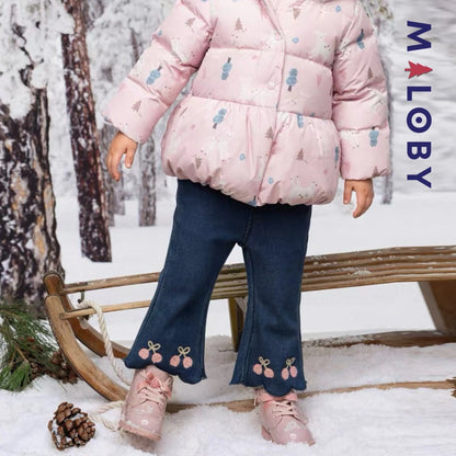 Pantalon évasé brodée enfant fille- bleu -robes et ensembles pour filles, bébés et garcons - MALOBY