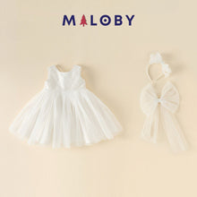 Charger l&#39;image dans la galerie, Robe cérémonie bouffante enfant fille-Blanc -robes et ensembles pour filles, bébés et garcons - MALOBY
