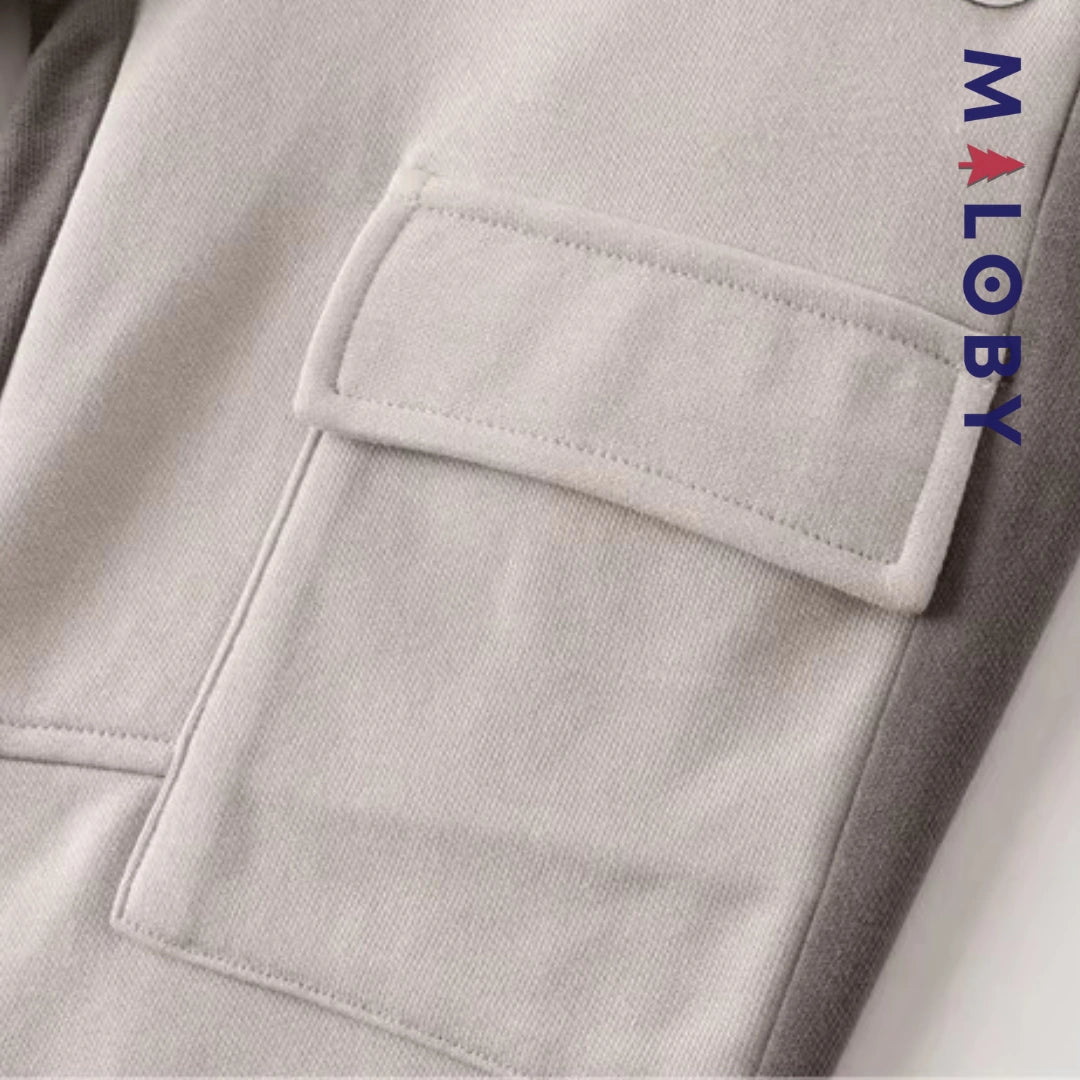 Pantalon jogging avec poches à rabat sport enfant garçon -Gris -robes et ensembles pour filles, bébés et garcons - MALOBY