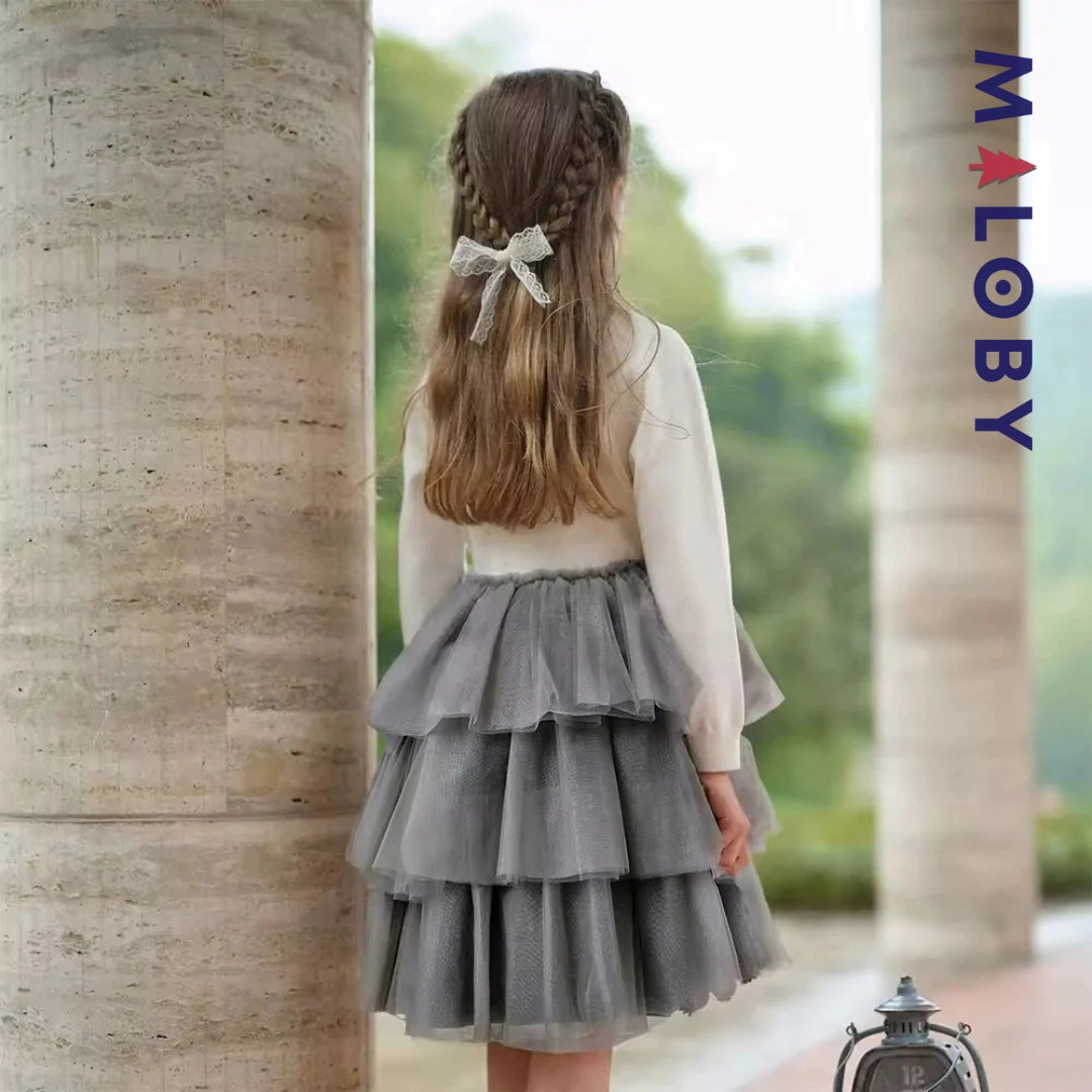 Robe de cérémonie à volants enfant fille - blanc