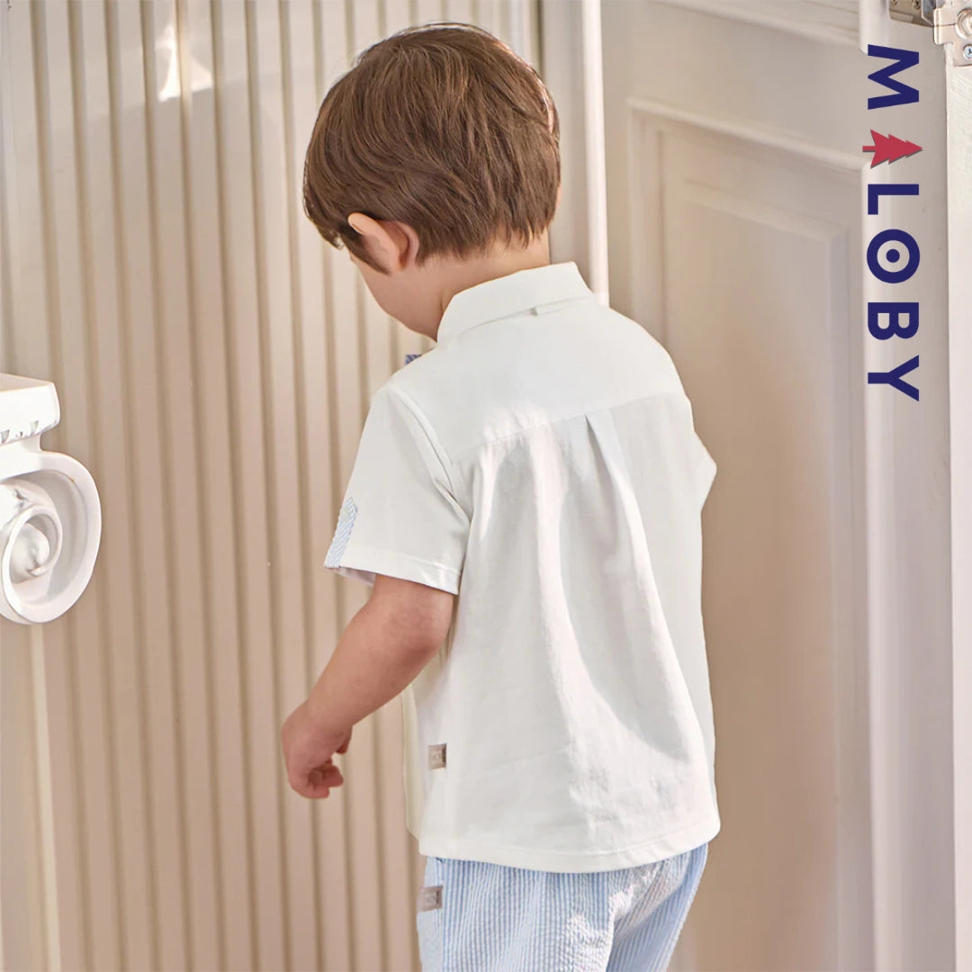 Ensemble habillé 2 pièces en pur coton enfant garçon -Blanc