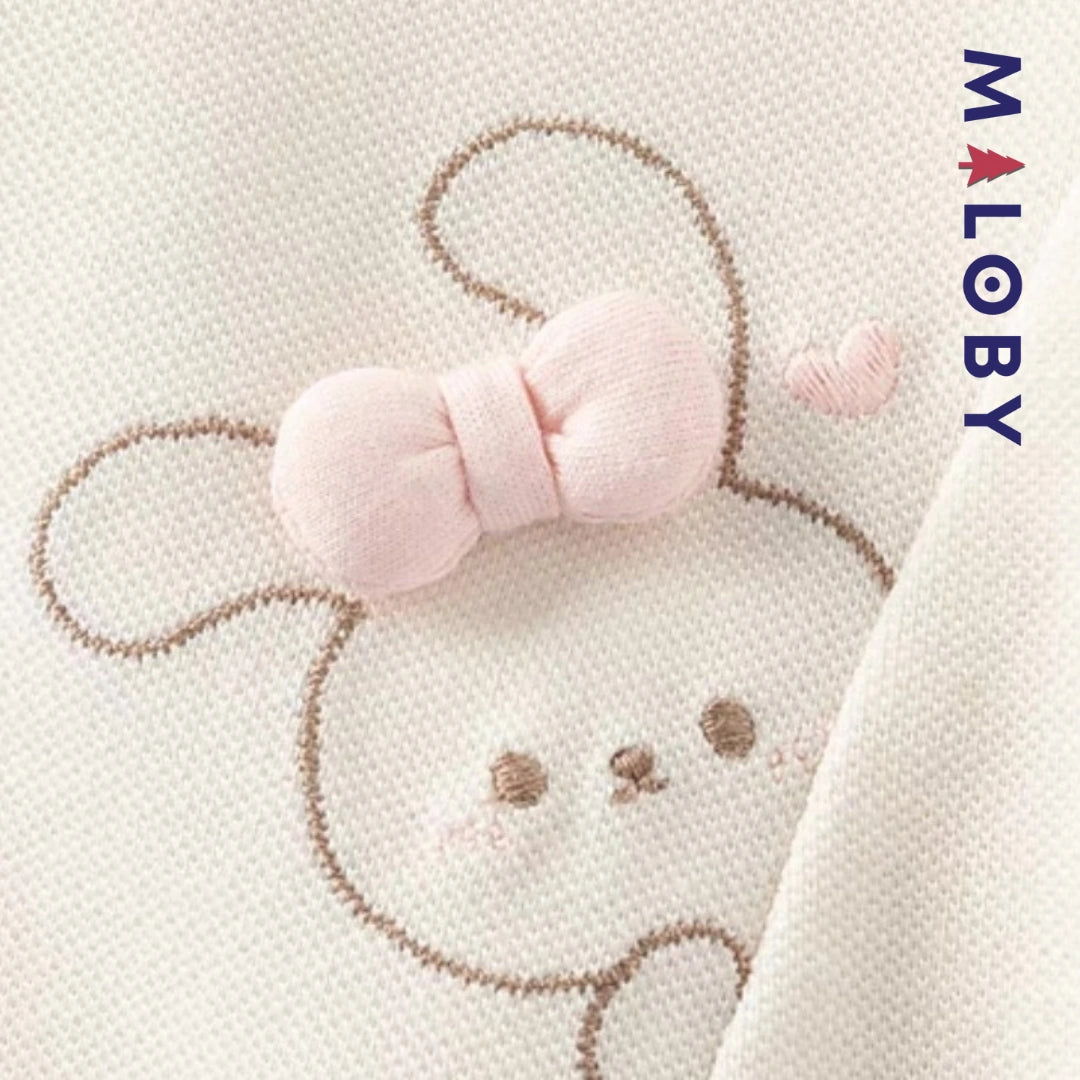 Robe manches longues en piqué de coton enfant fille- Beige