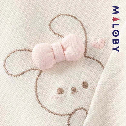 Robe manches longues en piqué de coton enfant fille- Beige