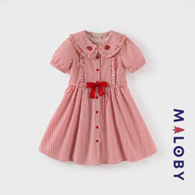 Charger l&#39;image dans la galerie, Robe manches courtes rayée enfant fille - Rouge -robes et ensembles pour filles, bébés et garcons - MALOBY
