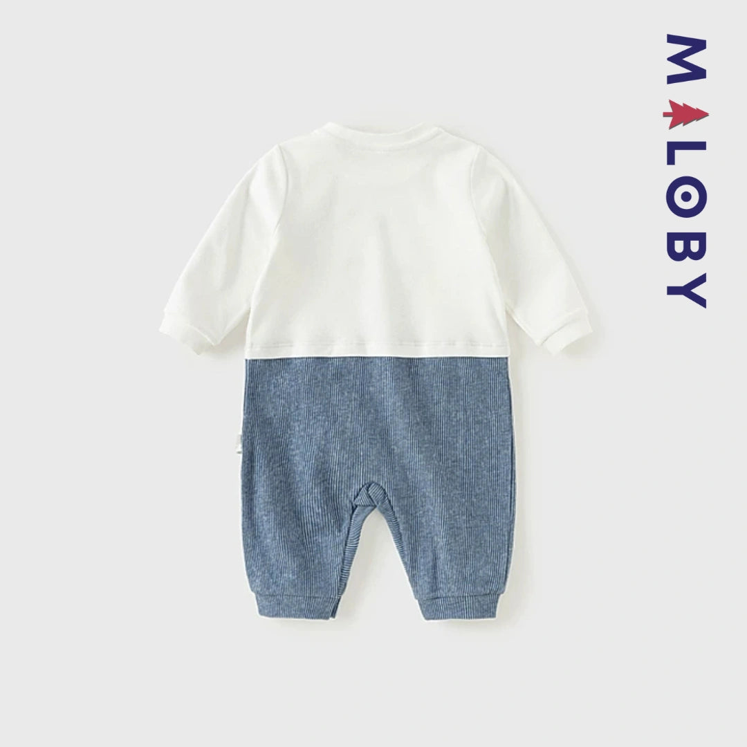 Combinaison effet 2 en 1 bébé garçon- beige/bleu -robes et ensembles pour filles, bébés et garcons - MALOBY