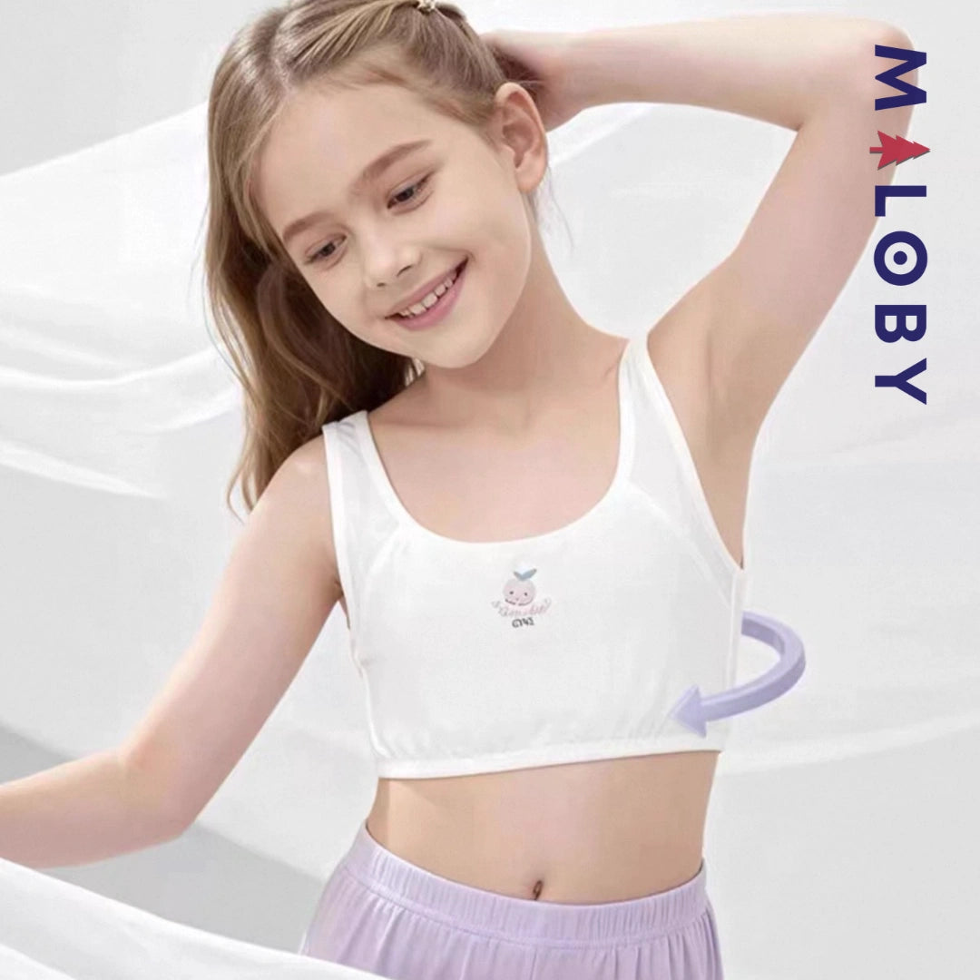 Brassières  100% coton - Blanc/Abricot/Violet