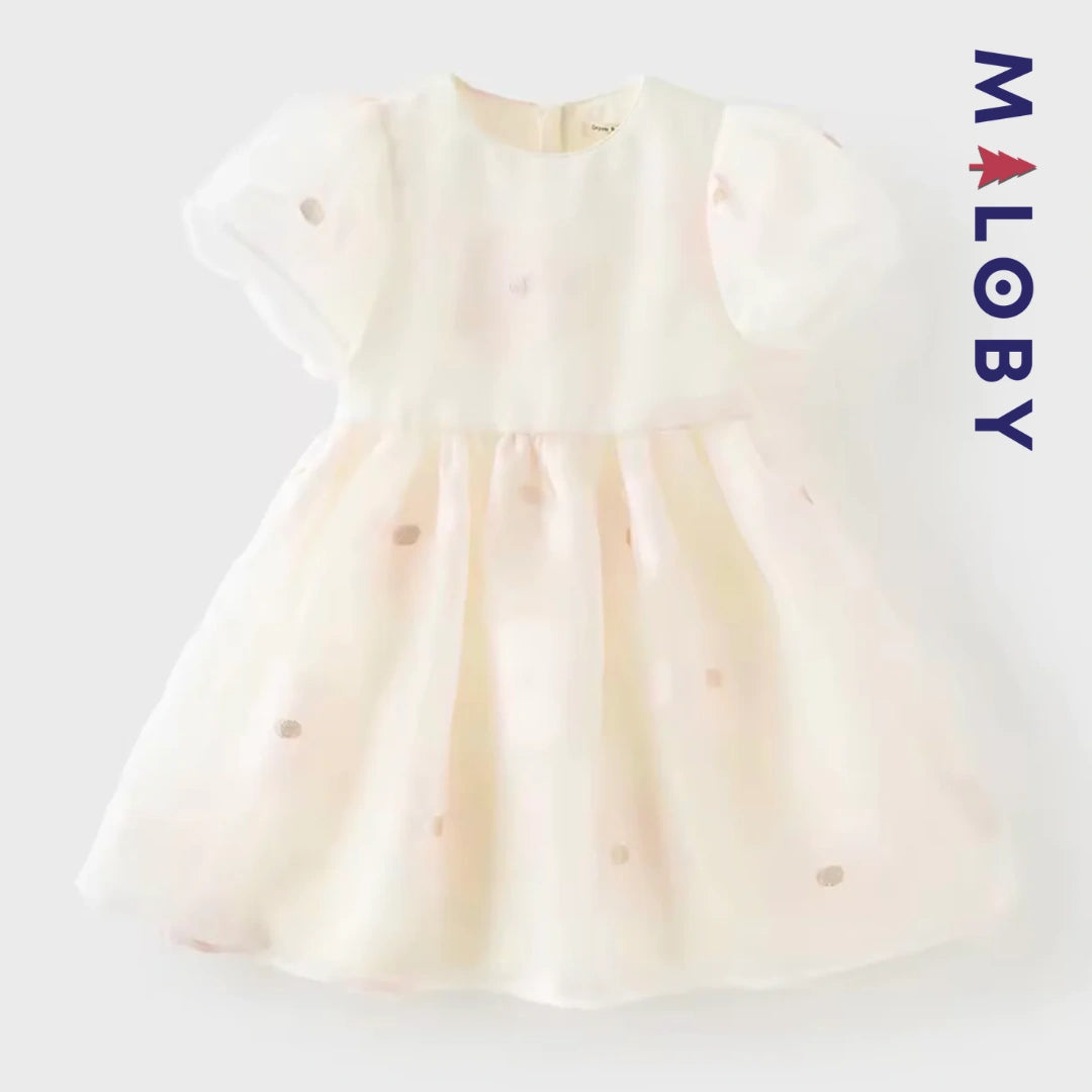Robe princesse pour cérémonie à manches bouffantes enfant fille- Corail