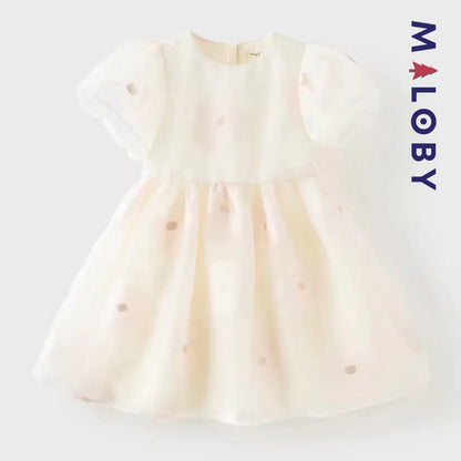 Robe princesse pour cérémonie à manches bouffantes enfant fille- Corail