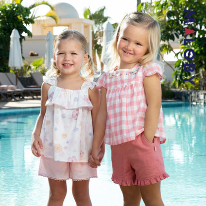 Ensemble  d'été Tunique+Short enfant fille -Carreaux