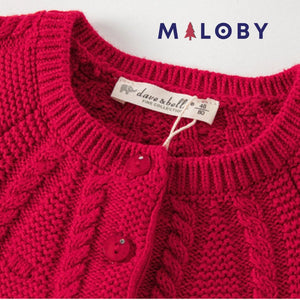 Cardigan Motif noeud pour fille- Rouge -robes et ensembles pour filles, bébés et garcons - MALOBY