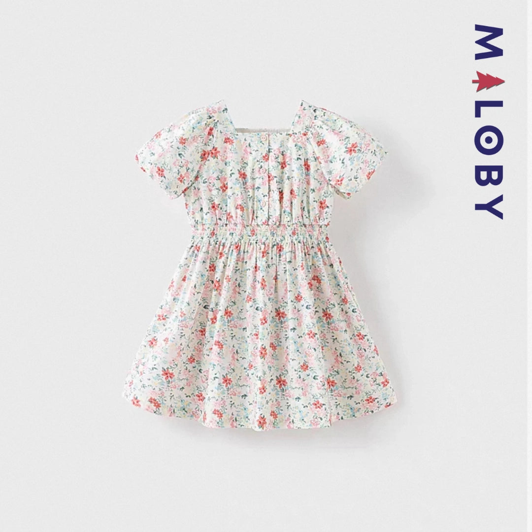 Robe fleurie manches courtes enfant fille- Floral