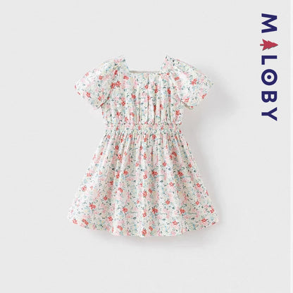 Robe fleurie manches courtes enfant fille- Floral