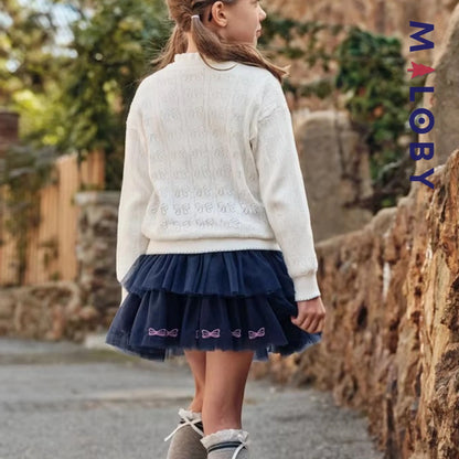 Jupe à volants en tulle enfant fille- Beige/Marine -robes et ensembles pour filles, bébés et garcons - MALOBY