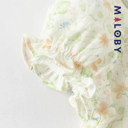 Ensemble floral 2 pièces Tunique+Short enfant fille- Vert