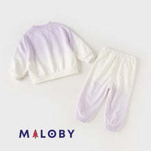 Charger l&#39;image dans la galerie, Ensemble sport fille sweat + pantalon - violet -robes et ensembles pour filles, bébés et garcons - MALOBY
