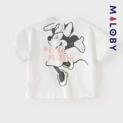T-shirts antibactériens et anti-acariens motif Disney enfant fille- Blanc