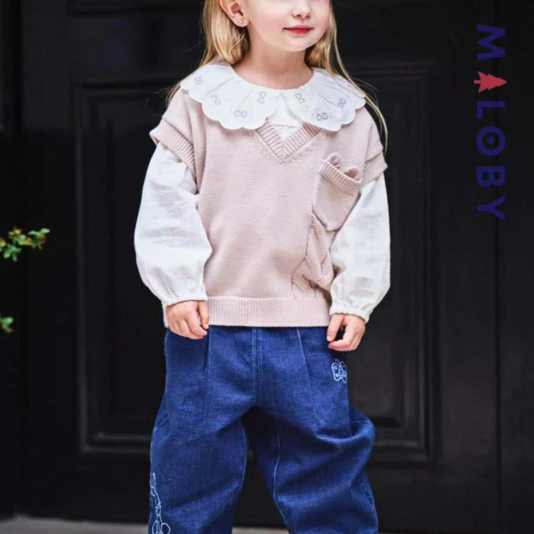Gilet sans manches enfant fille -Rose -robes et ensembles pour filles, bébés et garcons - MALOBY