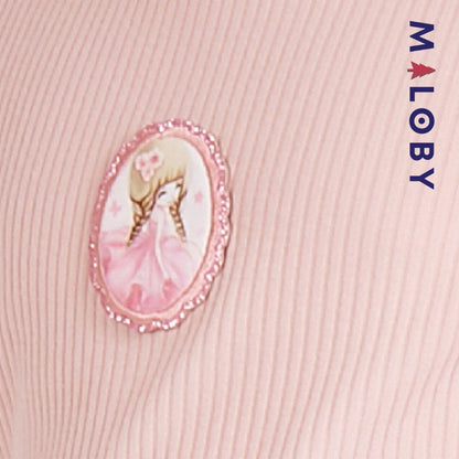 Pull en maille manches longues enfant fille- Rose/Gris/Blanc