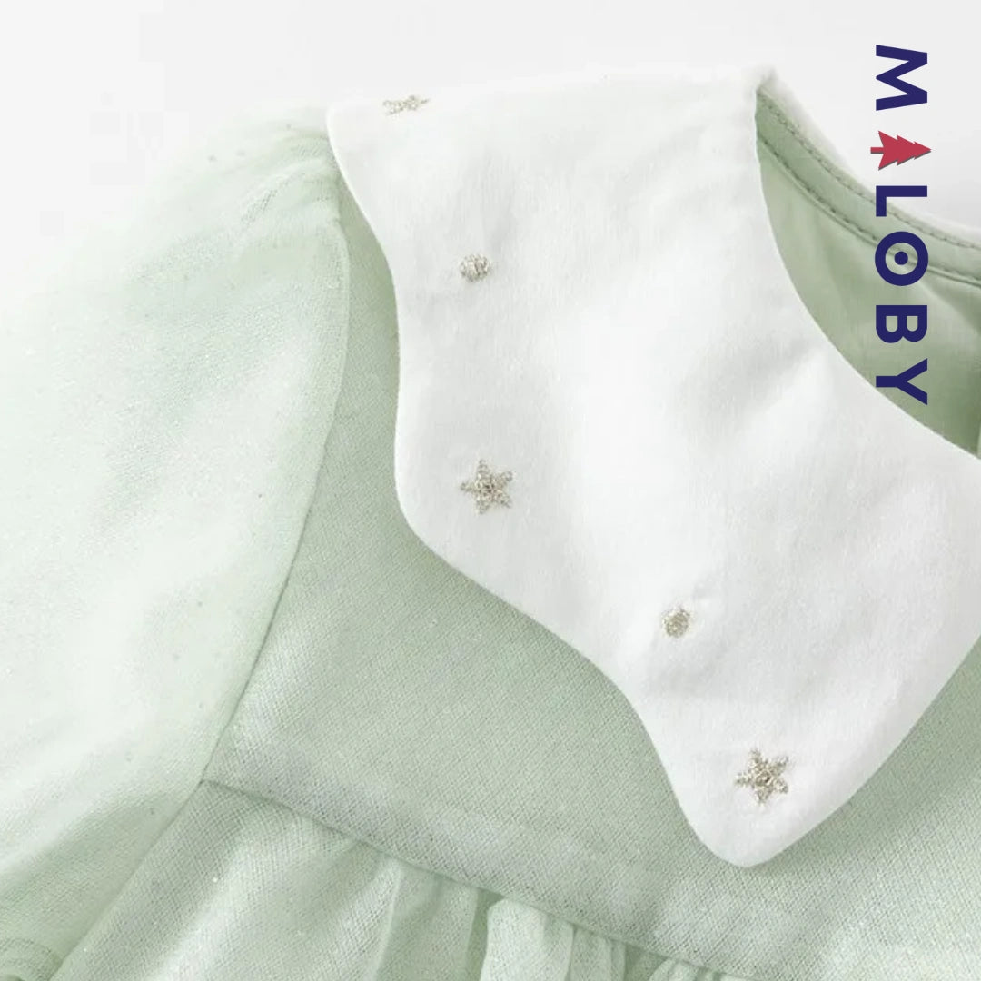 Robe star col claudine- Vert