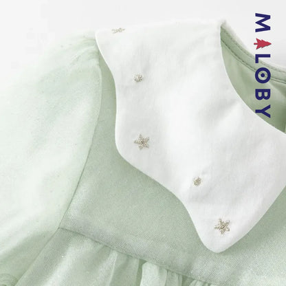 Robe star col claudine- Vert