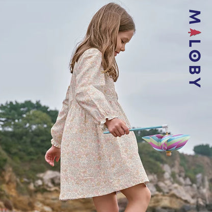 Robe fleurie manches longues enfant fille -Floral