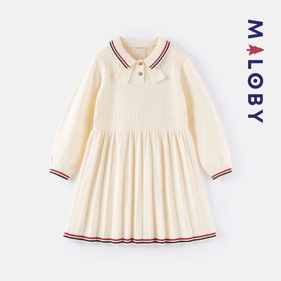 Robe en maille manches longues enfant fille- beige -robes et ensembles pour filles, bébés et garcons - MALOBY