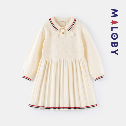 Robe en maille manches longues enfant fille- beige -robes et ensembles pour filles, bébés et garcons - MALOBY