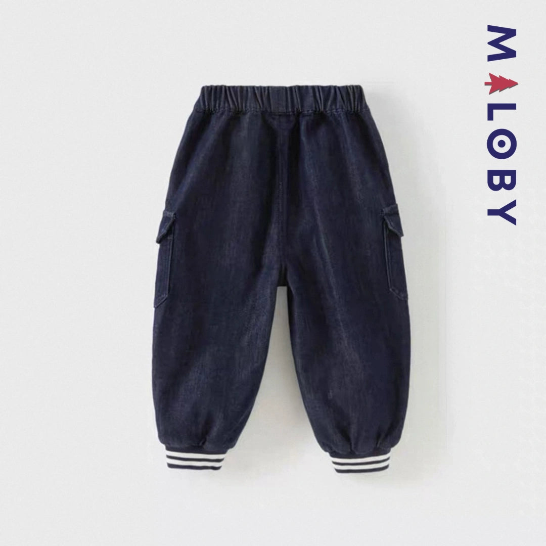 Pantalon battle en Denim décontracté enfant garçon-Marine -robes et ensembles pour filles, bébés et garcons - MALOBY