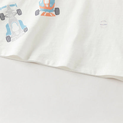 T-shirt en pur coton motif graphique enfant garçon bleu et blanc - MALOBY