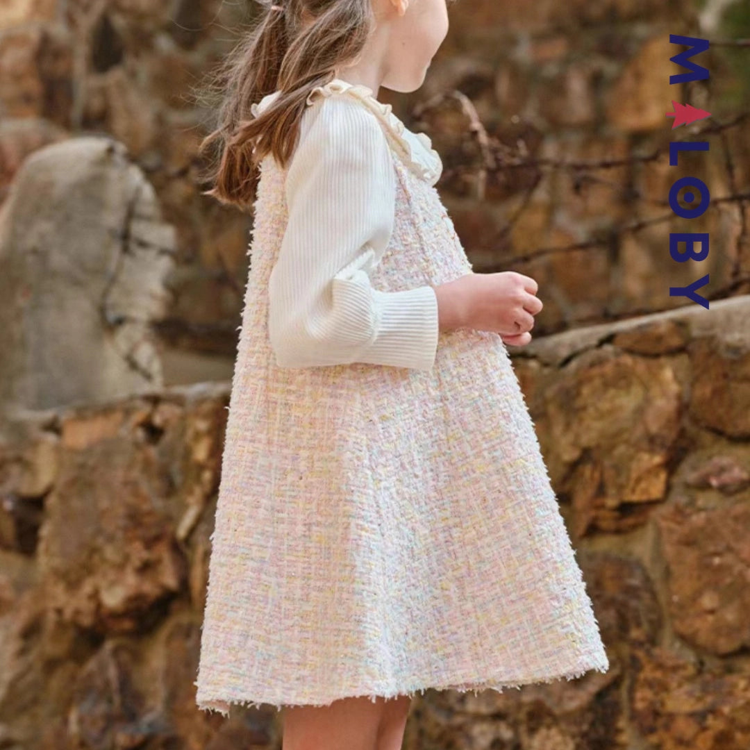 Robe cérémonie à carreaux style chanel enfant fille -Rose -robes et ensembles pour filles, bébés et garcons - MALOBY