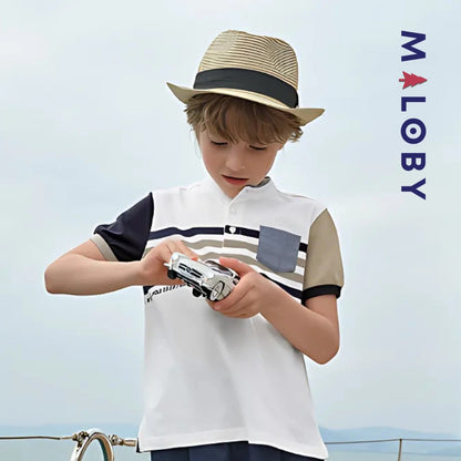 Polo col Mao enfants garçon - Blanc