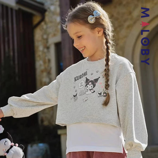 Sweat-shirt Kuromi effet 2 en 1 enfant fille -Gris -robes et ensembles pour filles, bébés et garcons - MALOBY