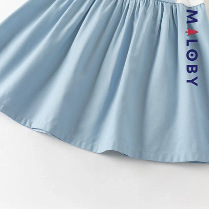 Robe été bi-matière effet 2 en 1 enfant fille- Bleu