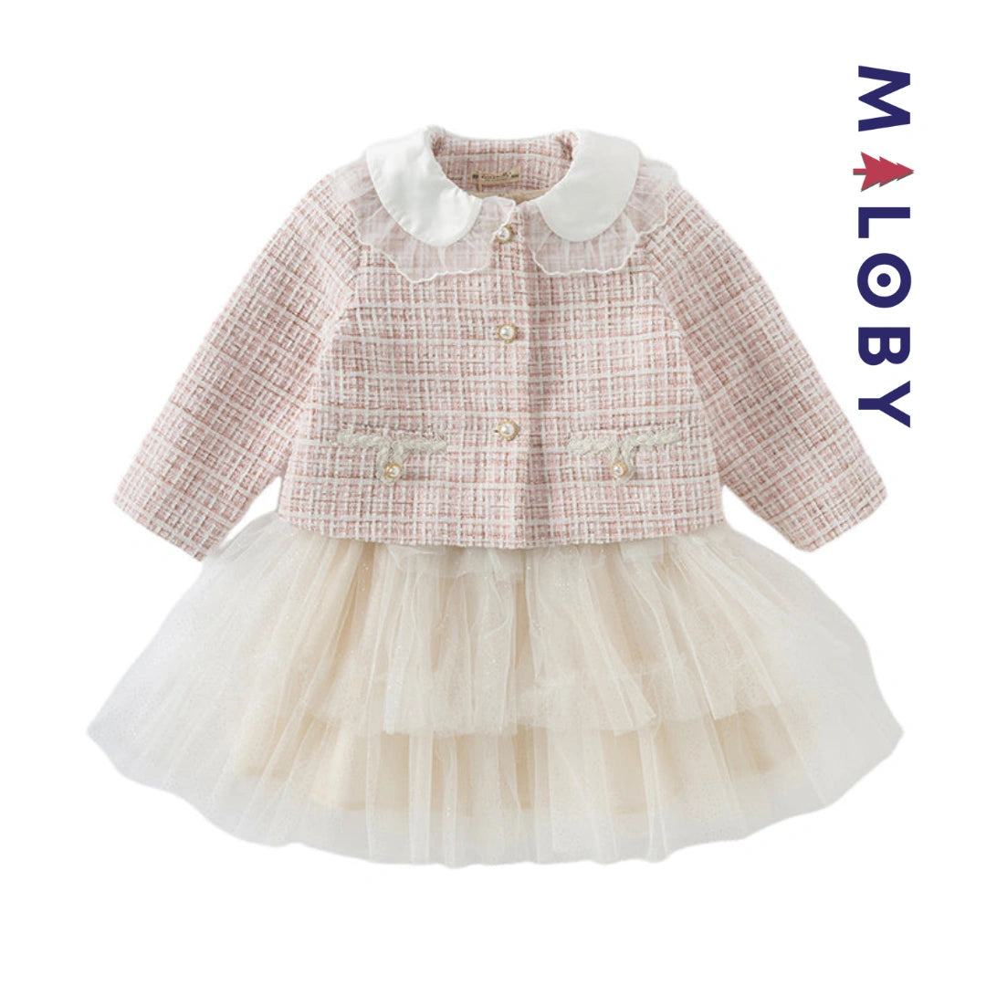 Ensemble cérémonie Robe + veste enfant fille-Rose -robes et ensembles pour filles, bébés et garcons - MALOBY