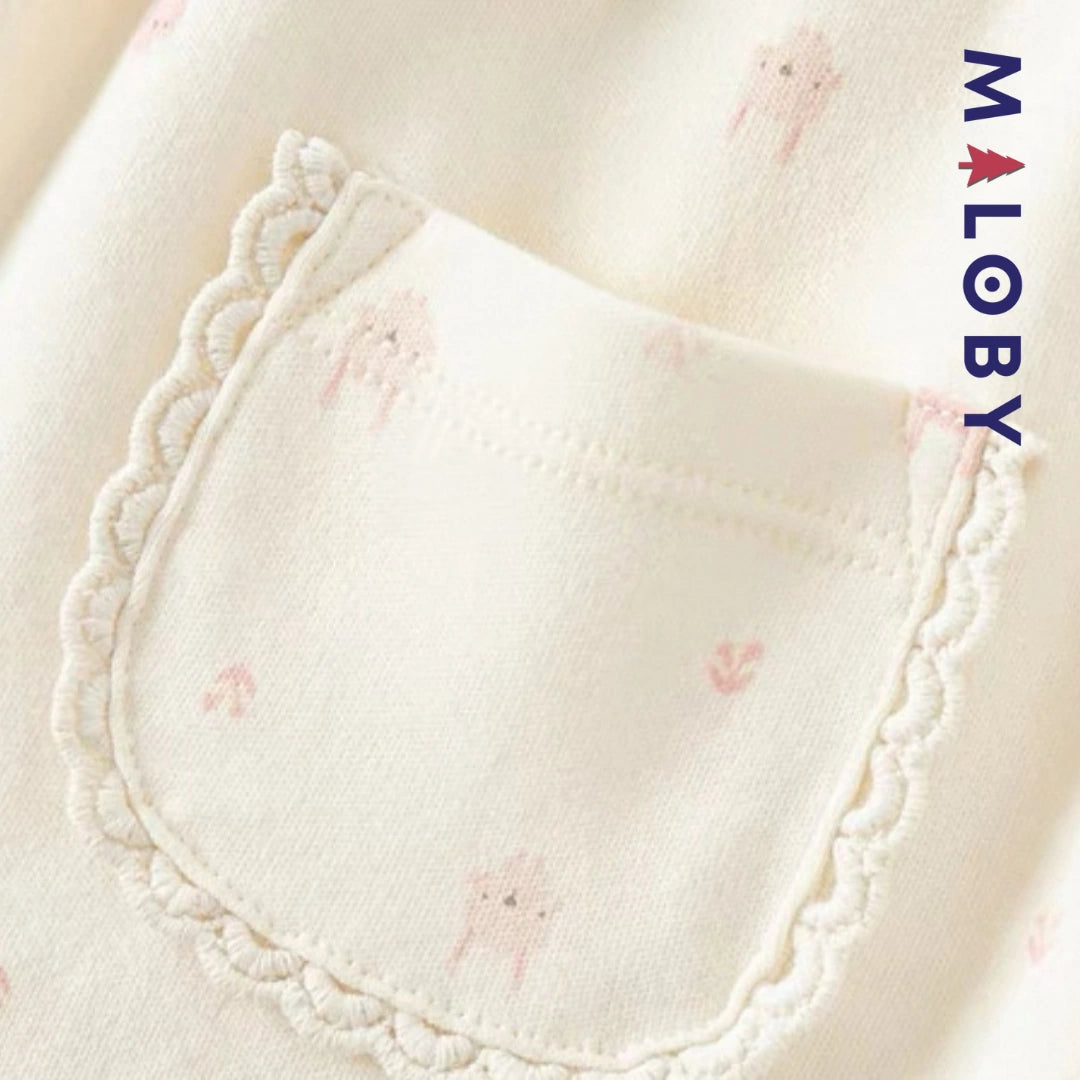 Combinaison longue motifs imprimés enfant fille- Rose