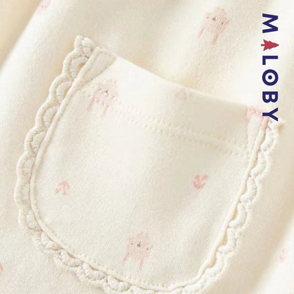 Combinaison longue motifs imprimés enfant fille- Rose