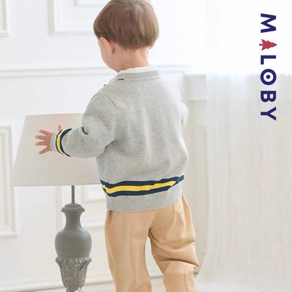 Duo chemise+cardigan enfant garçon -Gris/Blanc -robes et ensembles pour filles, bébés et garcons - MALOBY