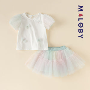 Ensemble cérémonie 2 pièces jupe+T-shirt -robes et ensembles pour filles, bébés et garcons - MALOBY