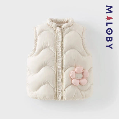 Doudoune sans manches enfant fille- Beige